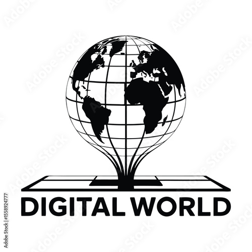 Global Technology and Digital World Logo Set, On White Background