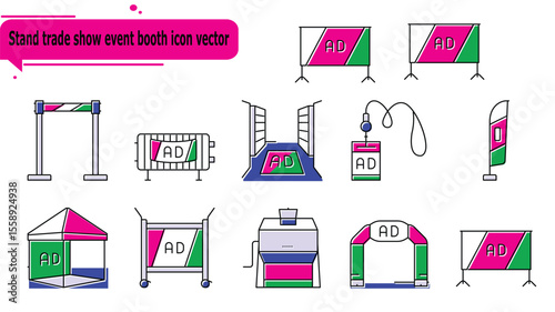 Stand trade show event booth icon vector
