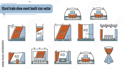 Stand trade show event booth icon vector