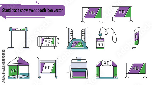 Stand trade show event booth icon vector