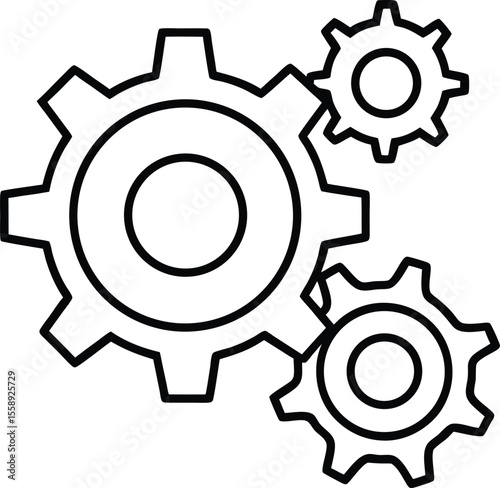 Overlapping Gears Technical Illustration Design.