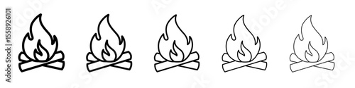 campfire icon vector thin outline style sign