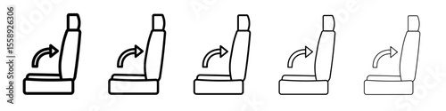 Car seat adjustment icon vector thin outline style sign
