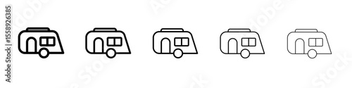 caravan icon vector thin outline style sign