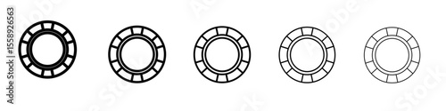 casino chip icon vector thin outline style sign