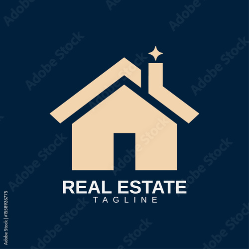 Real Estate Logo Element for Architecture and Property Developers, Stylish Construction Logo Template for Real Estate Agencies.
