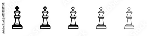 chess king icon vector thin outline style sign