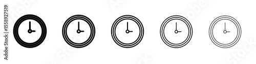 clock icon vector thin outline style sign