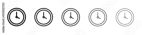 clock icon vector thin outline style sign