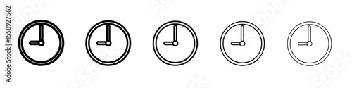 Clock icon vector thin outline style sign
