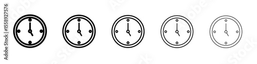 clock icon vector thin outline style sign