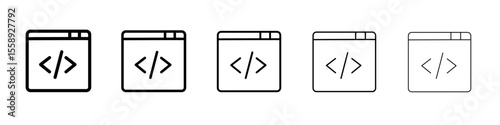Free Download coding program icon vector thin outline style sign - GFXLoad