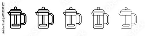 coffee press icon vector thin outline style sign
