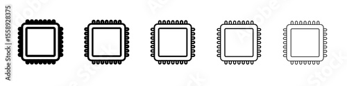 cpu icon vector thin outline style sign