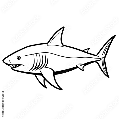 Cartoon shark illustration with sleek lines and sharp features  