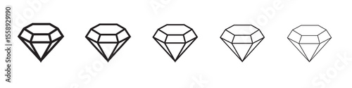 diamond icon vector thin outline style sign
