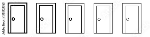 Door Icon Single vector thin outline style sign