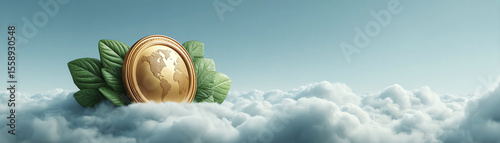 Eco gold award planet leaf cloud sky environment sustainability nature green earth atmosphere clean peaceful global ecology conservation