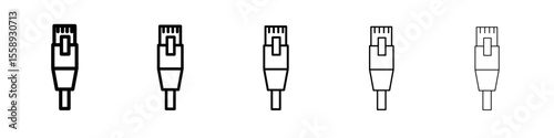 ethernet cable plug icon vector thin outline style sign
