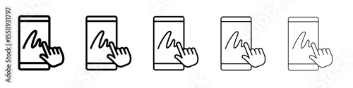 Finger confirms signature icon vector thin outline style sign
