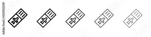flight ticket icon vector thin outline style sign