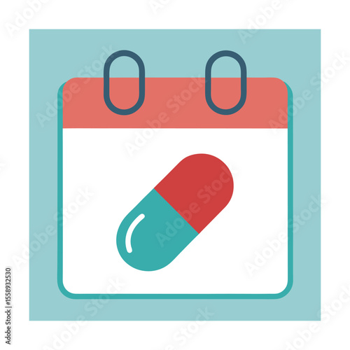 Daily Medicine Tracker Calendar with Capsule Icon