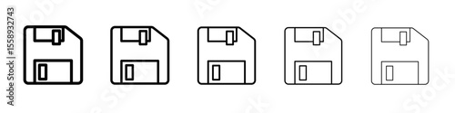 floppy disk icon vector thin outline style sign