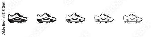football soccer shoes icon vector thin outline style sign
