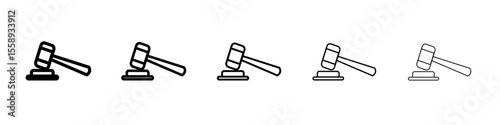 Gavel Icon Single vector thin outline style sign