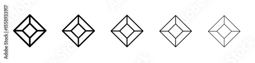 gem icon vector thin outline style sign
