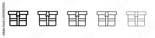 gift icon vector thin outline style sign