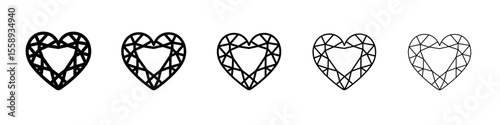 heart shaped diamond icon vector thin outline style sign