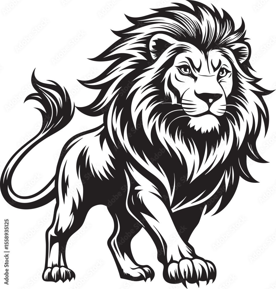 Obraz premium A collection of dynamically stylized lion illustrations