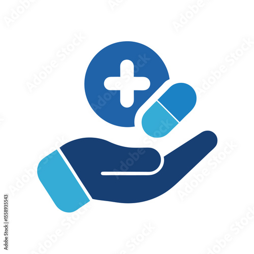 Medication Dosage Icon Showing Capsule in Hand