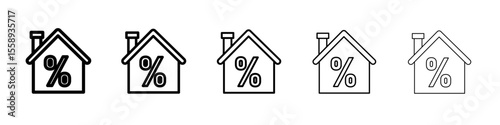 house mortgage icon vector thin outline style sign