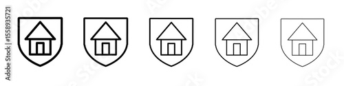 house protect icon vector thin outline style sign