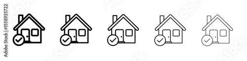 house insurance vector thin outline style sign