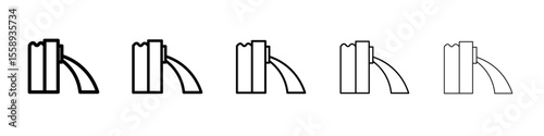 Hydroelectric dam icon vector thin outline style sign