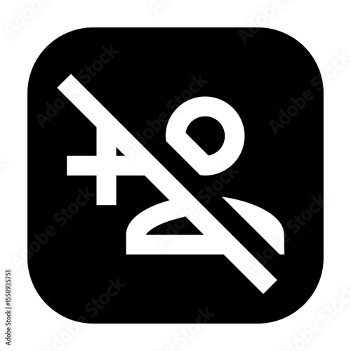Line icon of add people disabled for communication interface, suitable for mobile or web UI/UX design.