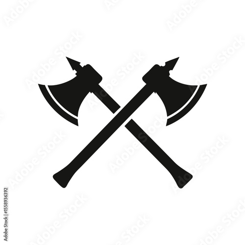 Crossed axes silhouette vector art illustration
