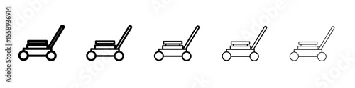 Lawn mower icon vector thin outline style sign