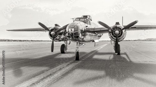 american bomber on a runway