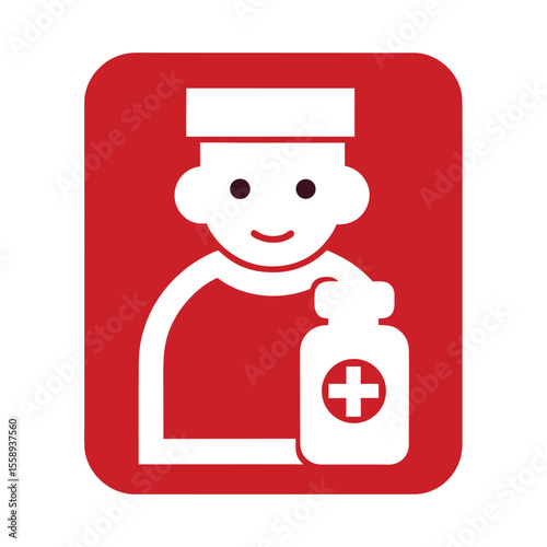 Child Safe Medicine Bottle Icon with Dosage Mark