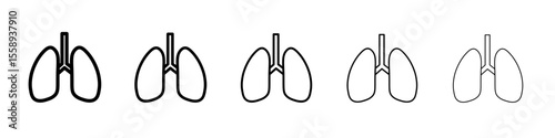 lungs icon vector thin outline style sign
