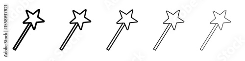 magic wand icon vector thin outline style sign