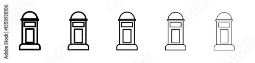 mail box icon vector thin outline style sign