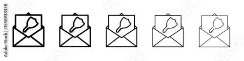 mail security key icon vector thin outline style sign