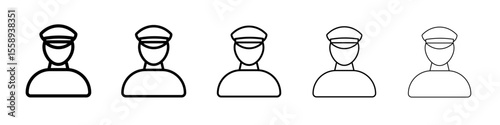 Male chief officer icon vector thin outline style sign