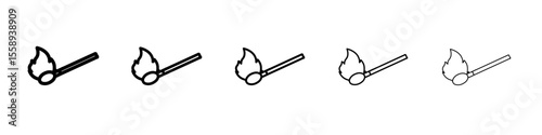 match stick icon vector thin outline style sign