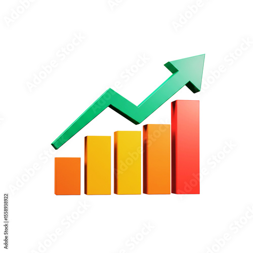 3D graph with upward trend in green, orange, and red colors Free Download 3D graph with upward trend in green, orange, and red colors - GFXLoad